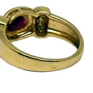 Bague Tank en Or Jaune avec Rubis & Diamants 18K