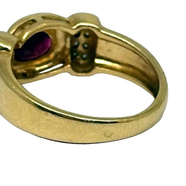 Bague Tank en Or Jaune avec Rubis & Diamants 18K