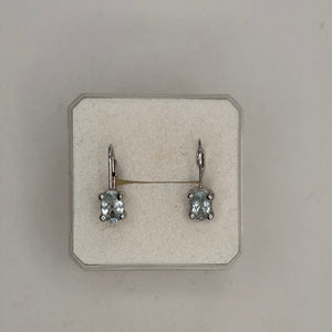 Boucles d'oreilles dormeuses en or blanc 18K - Aigue-marine