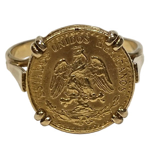 Bague en Or Jaune avec Pièce Dos Pesos 18K