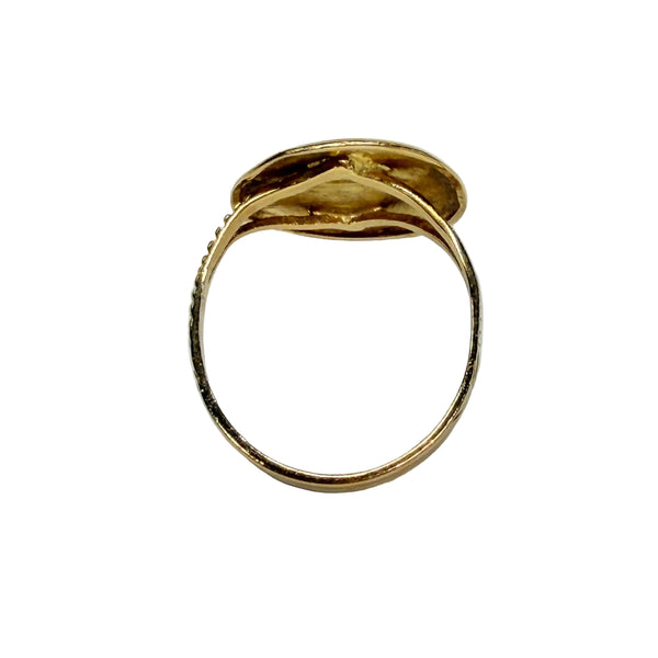 Bague en or jaune 18k, symbole religieux