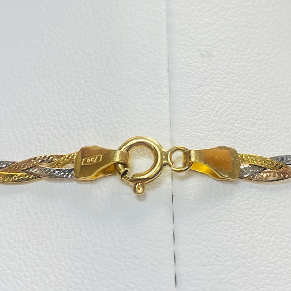 Collier Ras du Cou Tressé 3 Ors 18K 5.08 Grs