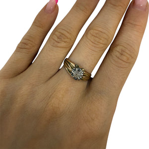 Solitaire en Or Jaune et Blanc 18K Taille-55