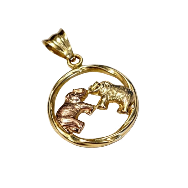Pendentif symbole éléphants bicolores en or 18K - 1.73 G