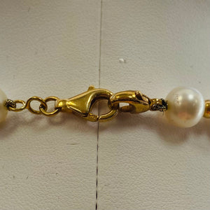 Collier Ras du Cou en Or Jaune 18 Carats avec Perles et Boules