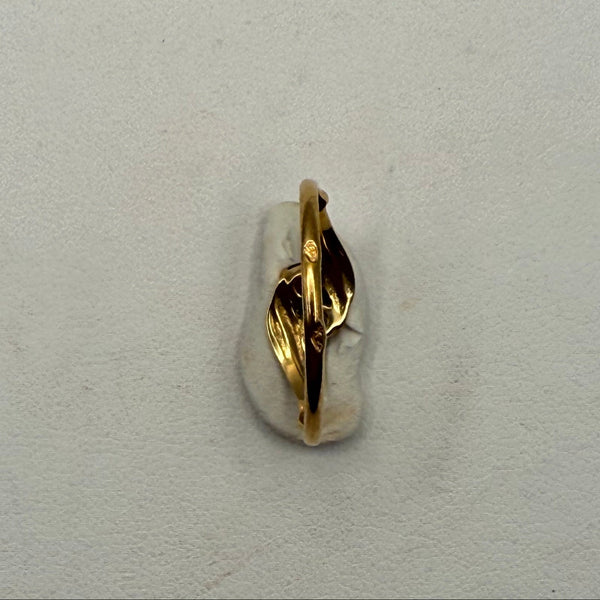 Bague en Or Jaune 18 Carats avec diamant et rubis 1.12 Grs Taille 53