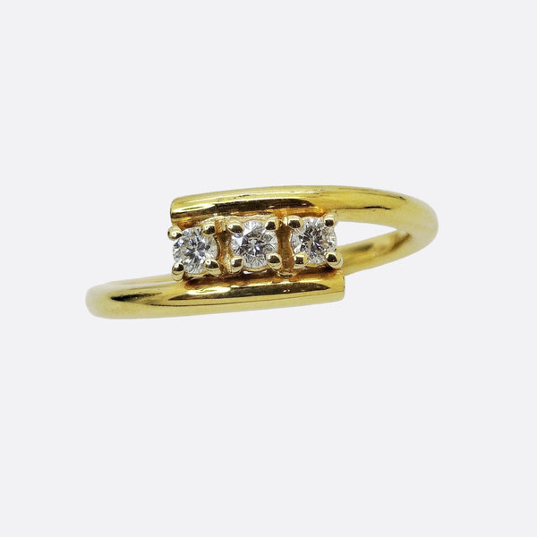 Bagues en Or jaune 18K diamant - Taille 54 - 3.70g