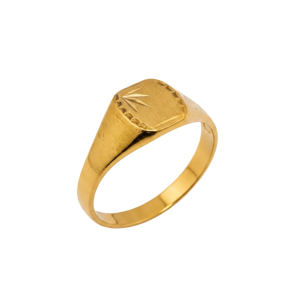 Chevalière vintage en or jaune 18k - 1.63 G - Taille : 56