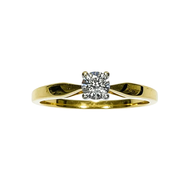Bague Solitaire en Or Jaune 18k - 1.79 G -