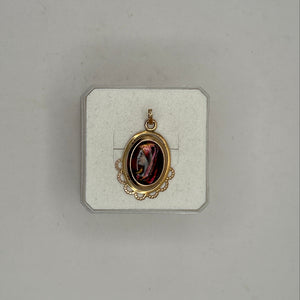 Pendentif Médaille en Or Jaune 18K Femme Espagnole Émail d'Art