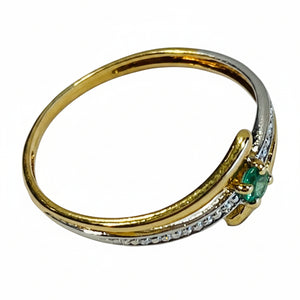 Bagues en Or Jaune et Blanc avec Emeraude 18K - T53 - 1.07 Grs