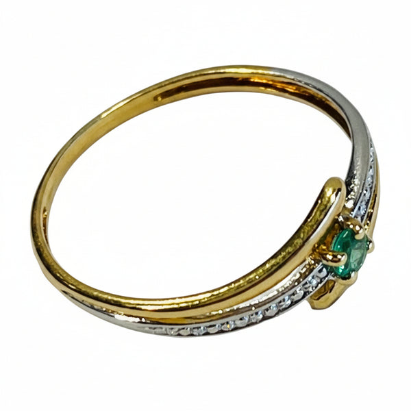Bagues en Or Jaune et Blanc avec Emeraude 18K - T53 - 1.07 Grs