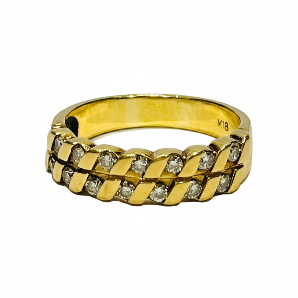 Bague Demi Tour avec Diamants en Or Jaune 18K