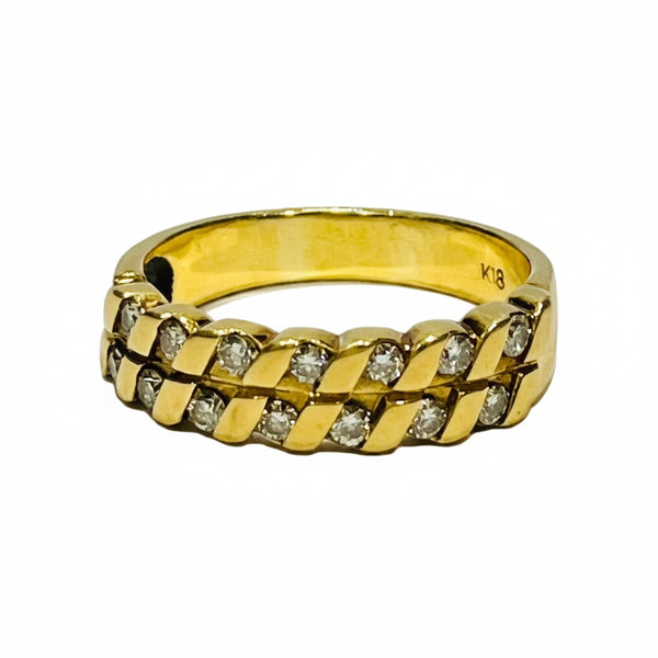 Bague Demi Tour avec Diamants en Or Jaune 18K