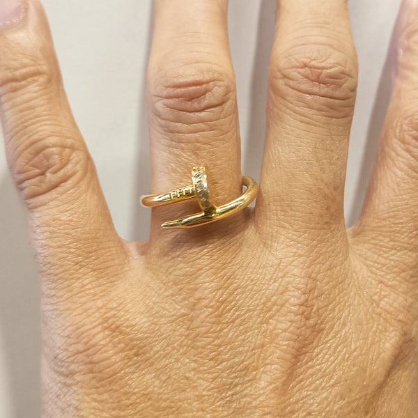 Bague Demi Tour Or Jaune 18K avec Oxyde
