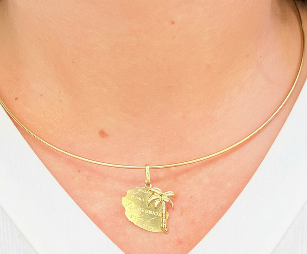 Pendentif Carte de la Réunion en Or Jaune 18K - 0.95 Grs