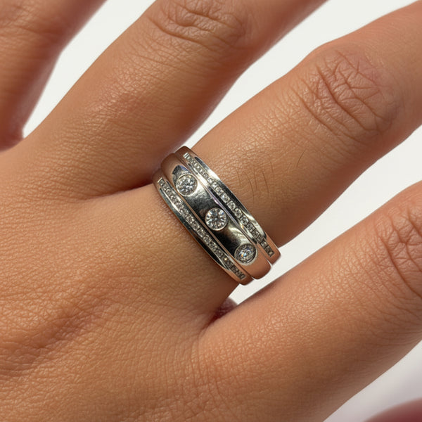 Jonc Or Gris 18k avec 37 Diamants