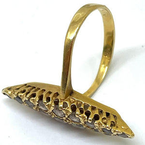 Bague Marquise Or Jaune 18K avec Zirconiums - T 53 - 4.10gr