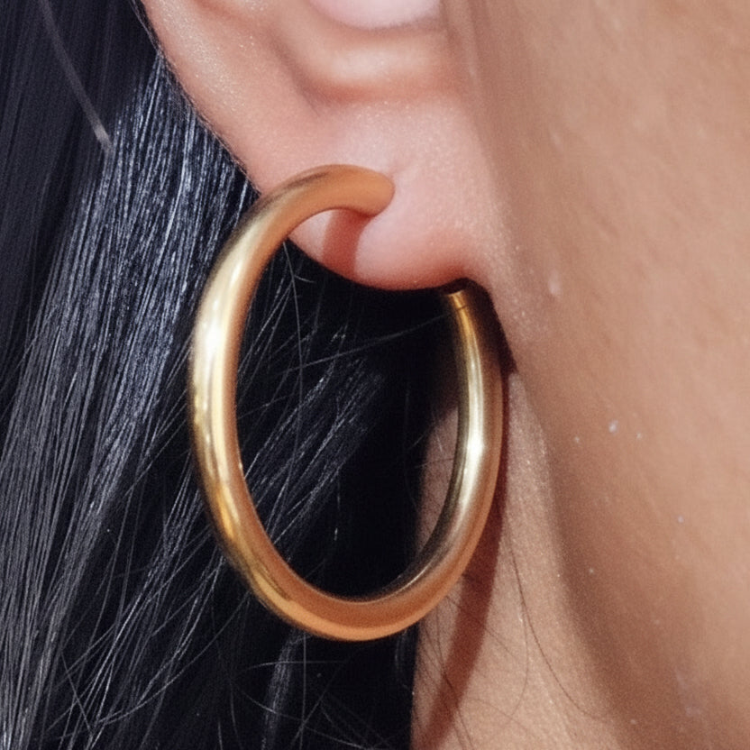 Boucles d'oreilles créoles en or jaune 18k - 2.43 G