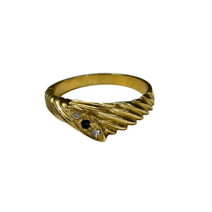 Bague Empierrée Or Jaune 750 avec Saphir et Oxyde