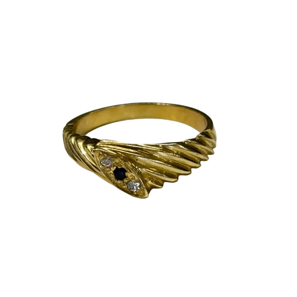 Bague Empierrée Or Jaune 750 avec Saphir et Oxyde