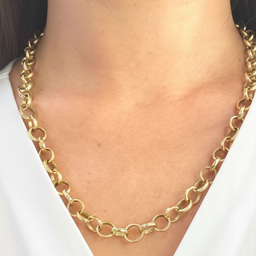 Collier Matinée Maille Jaseron en Or Jaune 18K