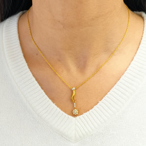 Collier Matinée Or Jaune avec Diamants et Topaze - 4.52 Grs