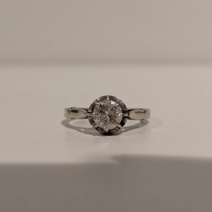 Solitaire Or Blanc 18 K - Taille 50 - 2.95G