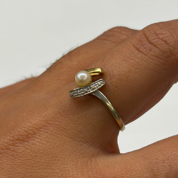 Bague Empierrée en Or Jaune et Gris 18K
