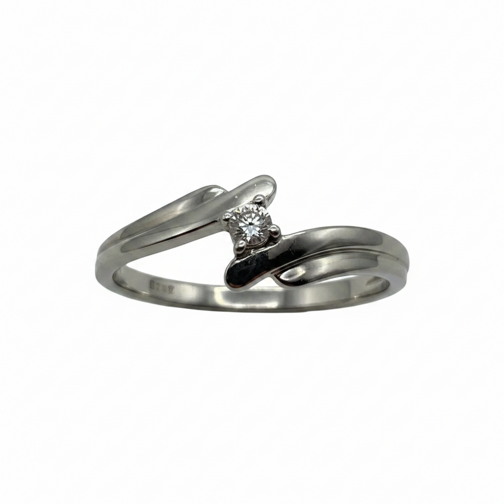 Solitaire Or Blanc 750, Oxyde de Zirconium