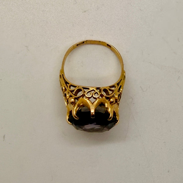 Bague Tank en Or Jaune avec Améthyste 18K Taille- 53