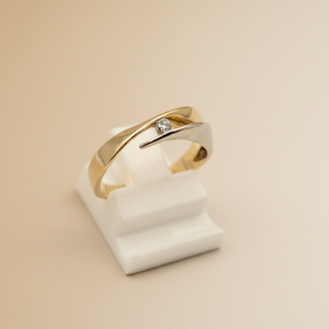 Bague en Or jaune et blanc 18 K - Taille 51 - 3.85 G