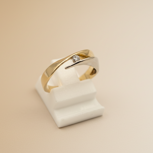 Bague en Or jaune et blanc 18 K - Taille 51 - 3.85 G