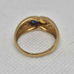 Bague en Or Jaune avec Citrine, Saphir et Diamants Taille -56