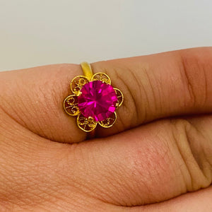 Bague Solitaire en Or Jaune 22K Taille-50