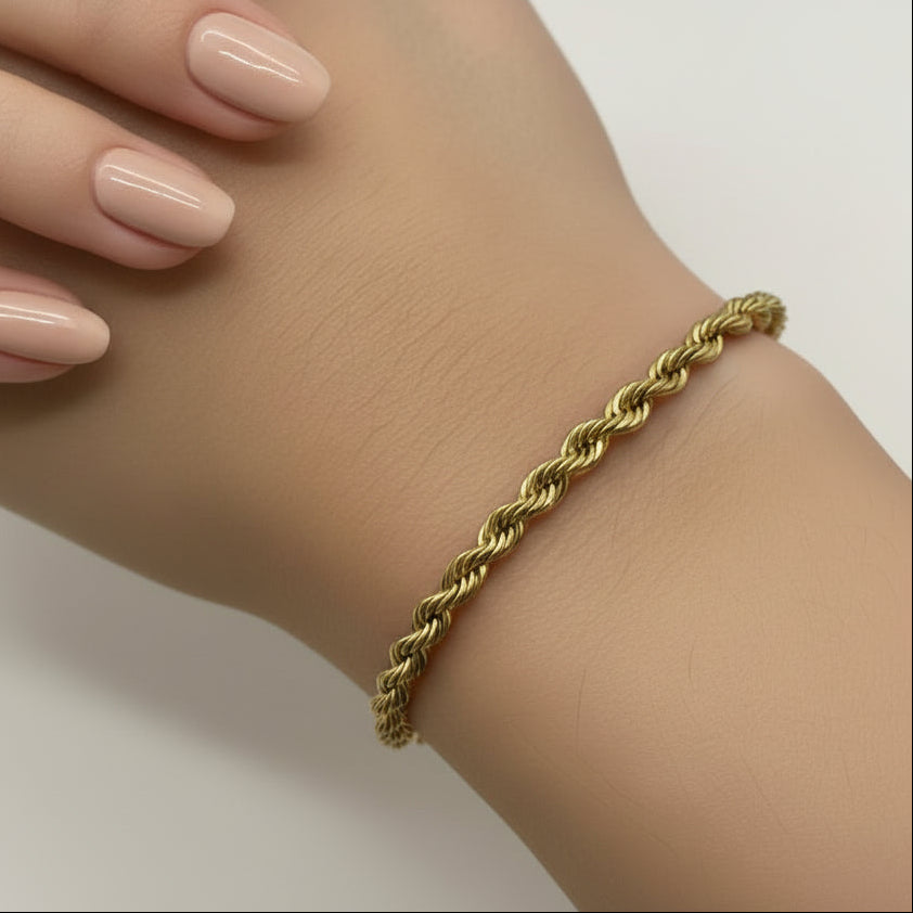 Bracelet or jaune 18K maille corde - L19cm - 3.45gr