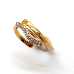 Bague en Or Jaune et Blanc 18K - Taille 51.5 - 1.31g