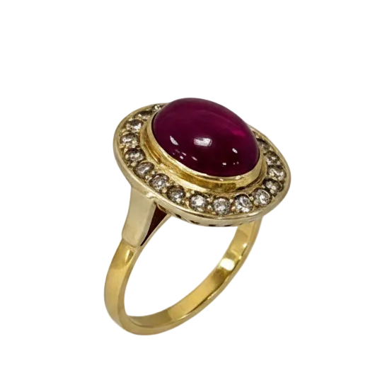Bague en Or Jaune 18k avec 20 Diamants - T54- 5.59G