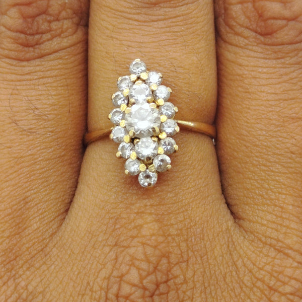 Bague marquise en Or Jaune 18 K
