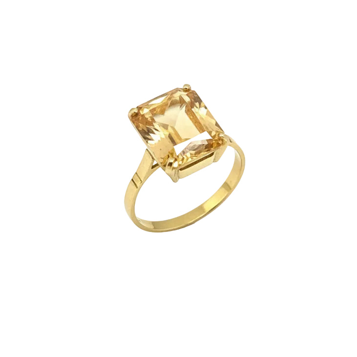 Bague Solitaire Or Jaune 18 Carats, Oxyde de Zirconium