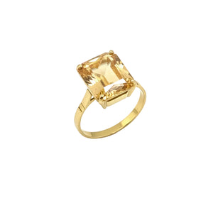 Bague Solitaire Or Jaune 18 Carats, Oxyde de Zirconium