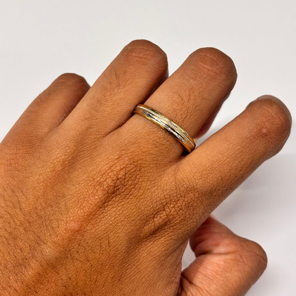 Bague Alliance en Or Jaune et Blanc 18K Taille-54