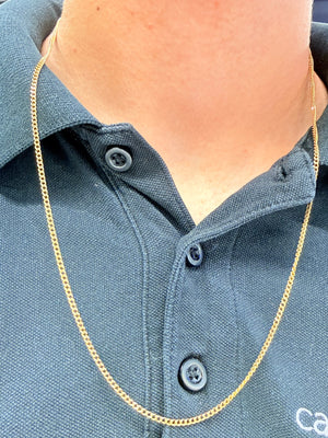 Collier Sautoir en Or Jaune 18k - Maille Forçat Plate