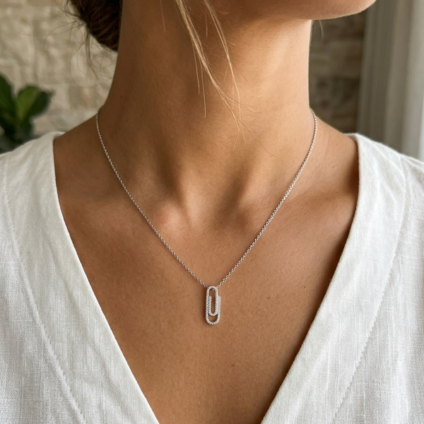Collier pendentif en or blanc 18k - 2.87 G
