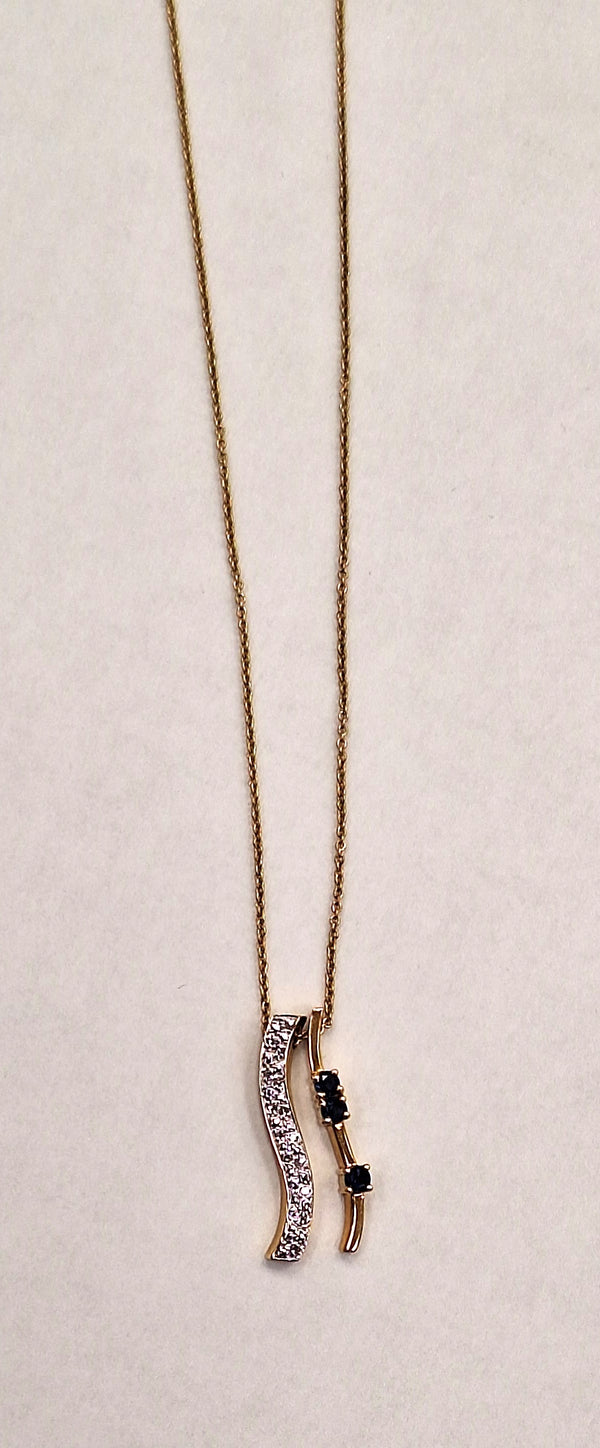 Collier Princesse en Or Jaune avec Diamants et Saphirs