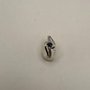 Bague en Or Blanc avec Saphir Bleu 18K Taille-53