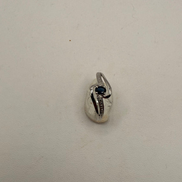 Bague en Or Blanc avec Saphir Bleu 18K Taille-53