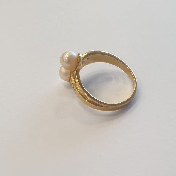Bagues Or Jaune 18 K avec Perles et Oxydes - 4.58 Grs