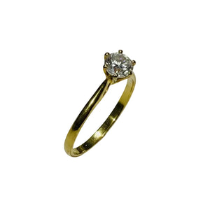 Bague Solitaire Or Jaune 750/1000 avec Oxyde