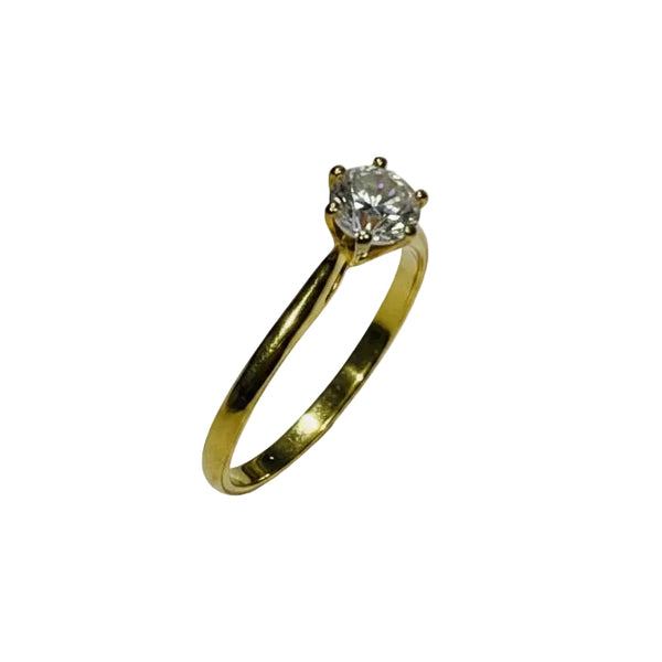 Bague Solitaire Or Jaune 750/1000 avec Oxyde